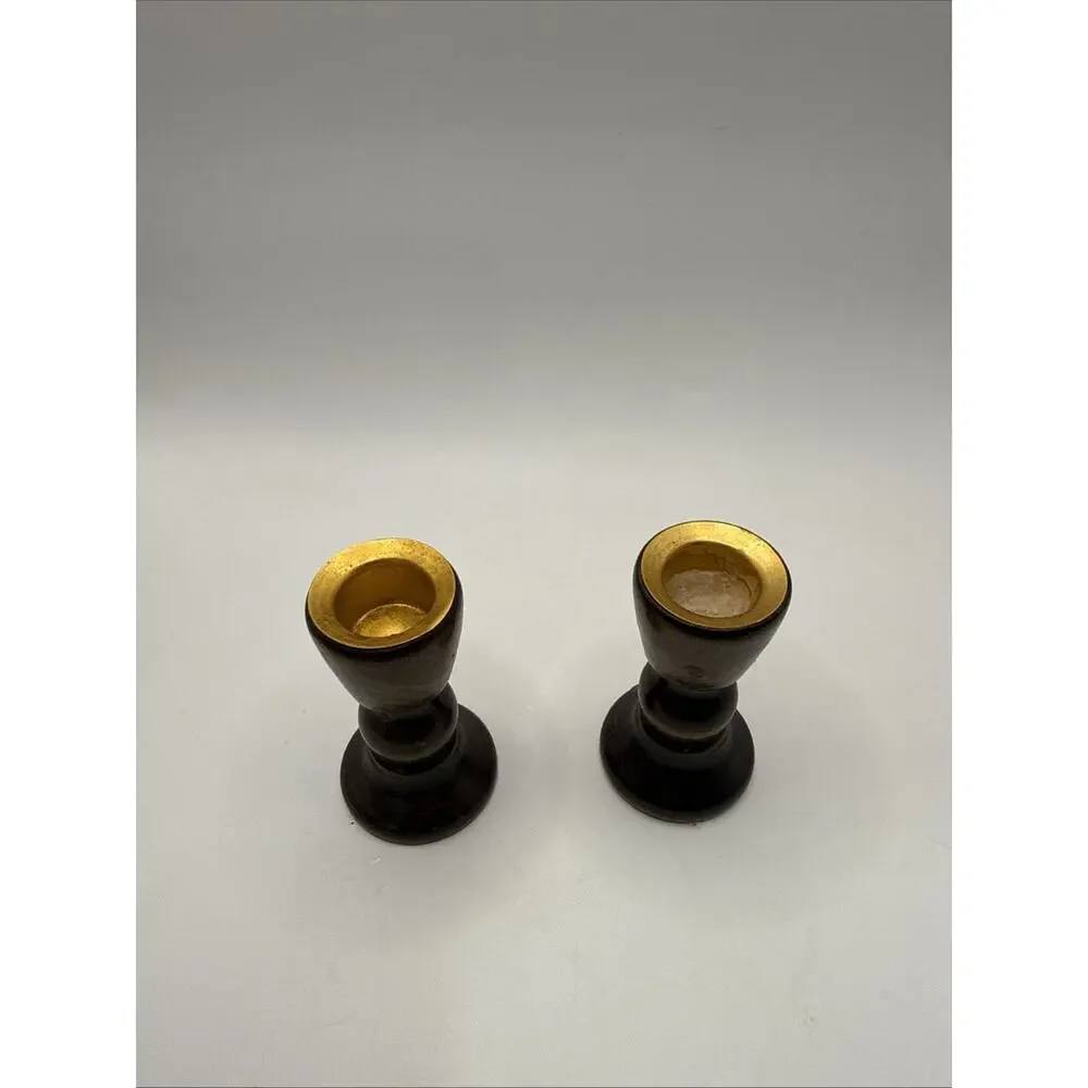 Vintage Wooden Candle Holder Made In Taiwan *
